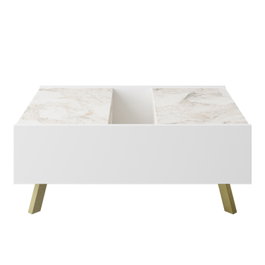 Hanah Home Mesa de centro Frida - White, 90x63x34 cm, Tablero de partículas recubierto de melamina, Color Blanco